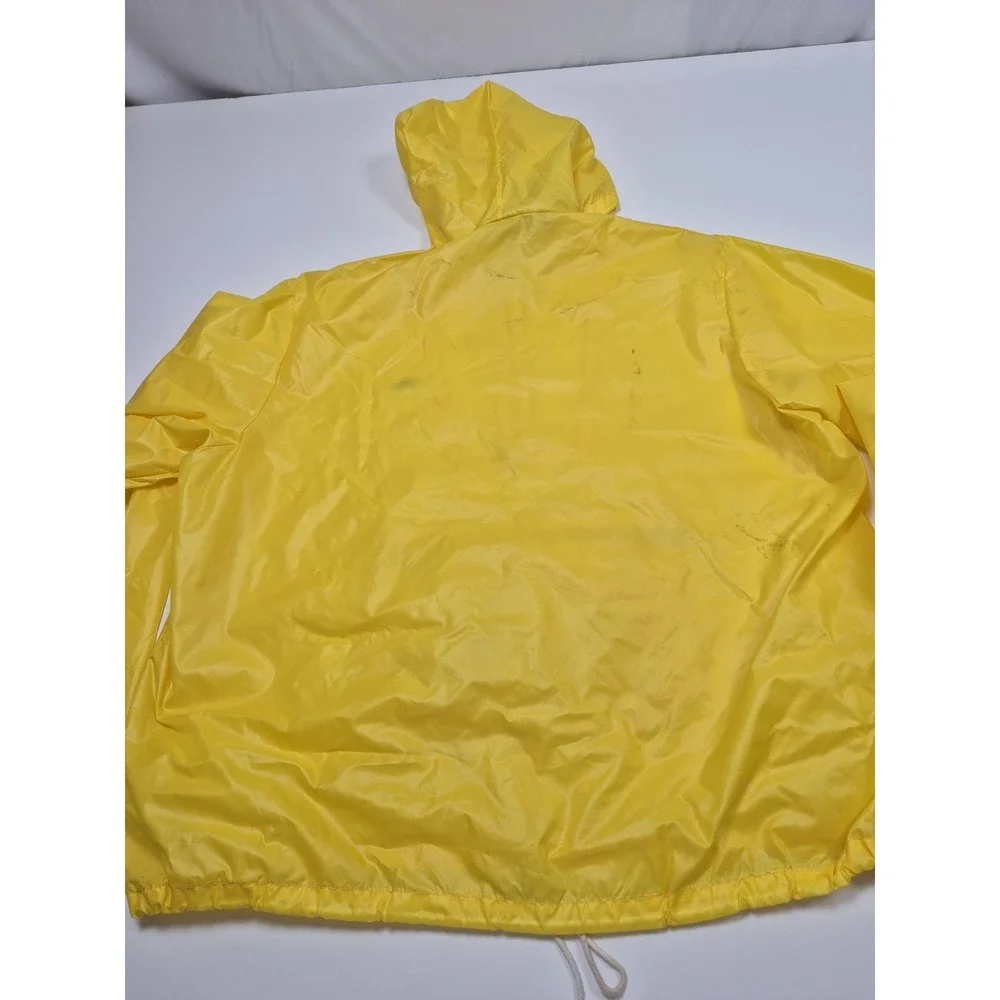 VTG Izod Lacoste Jacket Mens XL Yellow Hooded Anorak 1/4 Zip Windbreaker FLAW